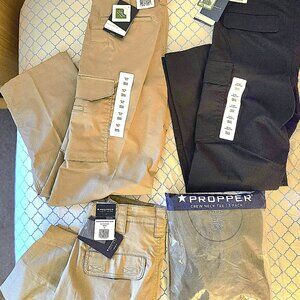 TWO 30x30 Men's Tactical Cargo Pants + Khaki Shorts + Med 3pack Tees LOT Propper